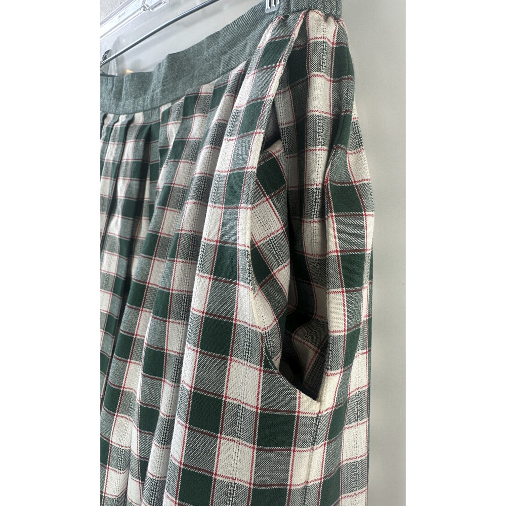 Perry Landhaus Pleated Maxi Skirt German Green Gingham Plaid Country Prairie 38 - Picture 8 of 16